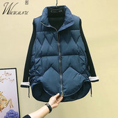 Korejski modni debeli pamučni prsluk Ženska ultralagana jesen-zima jakna bez rukava Ležerna topla parka s patentnim zatvaračem Chaleco jednobojni kaput