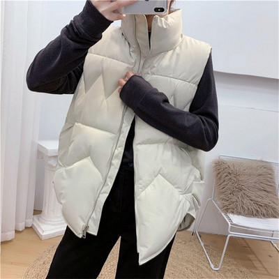 Korejski modni debeli pamučni prsluk Ženska ultralagana jesen-zima jakna bez rukava Ležerna topla parka s patentnim zatvaračem Chaleco jednobojni kaput