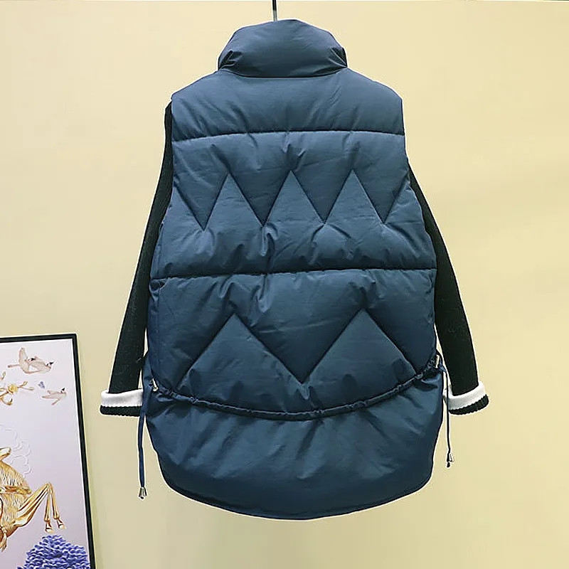 Korejski modni debeli pamučni prsluk Ženska ultralagana jesen-zima jakna bez rukava Ležerna topla parka s patentnim zatvaračem Chaleco jednobojni kaput