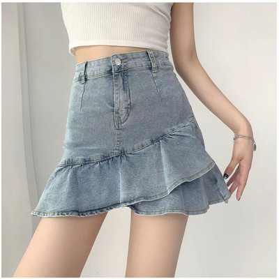 Poartă blugi pentru femeie cu talie înaltă Fusta din blugi Y2k Pantaloni scurți Fuste Blugi de damă albaștri Fustă mini pentru femei Îmbrăcăminte pentru femei Streetwear 2022