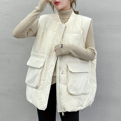 Ležerni zimski bomber pamučni prsluk Ženske prevelike 5xl široke debele jakne bez rukava Korejski topli podstavljeni prsluk Parka s velikim džepovima