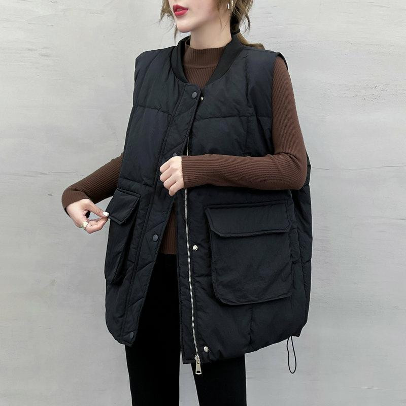 Ležerni zimski bomber pamučni prsluk Ženske prevelike 5xl široke debele jakne bez rukava Korejski topli podstavljeni prsluk Parka s velikim džepovima
