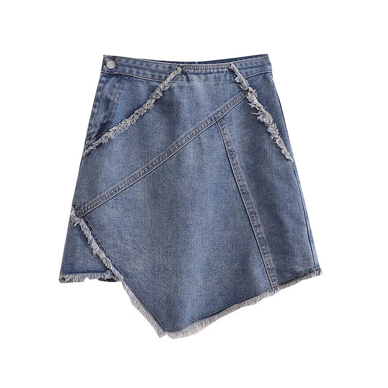 Nepravilna traper suknja 2022. Nova ljetna niša suknja visokog struka Suknja A-kroja Kratka suknja Modne šik široke jeans suknje