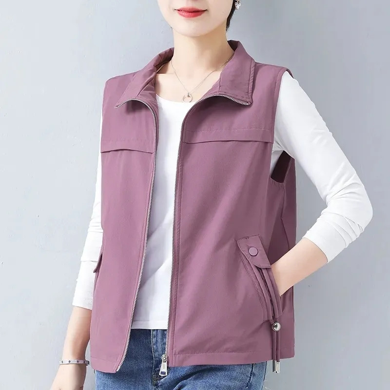 Ležerna labava kratka ženska vesta Oversize 4xl Podstavljene jakne bez rukava Proljeće Ljeto Chalecos Para Mujeres Tanki modni prsluk