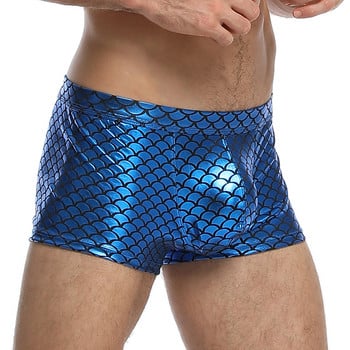 Секси мъжко бельо, кожени боксерки с марка U Convex Pouch Boxer Shorts Men U Convex Mid Waist Мъжки гащи