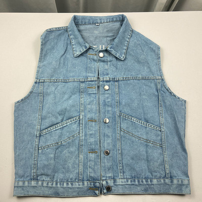 Veste vintage negru din denim, broderie pentru femei, ocazional, jachete fără mâneci, supradimensionate, 5xl, spalat, vestă de blugi Streetwear, scurtă Chaleco