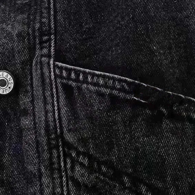 Veste vintage negru din denim, broderie pentru femei, ocazional, jachete fără mâneci, supradimensionate, 5xl, spalat, vestă de blugi Streetwear, scurtă Chaleco