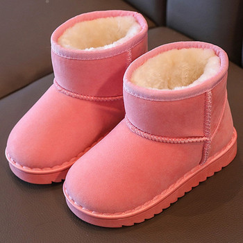 Kruleepo Деца Момичета Момчета Алкантара Кожени къси ботуши Бебешки Детски ботуши за сняг Есен Зима Плюшени топли ежедневни неплъзгащи се обувки