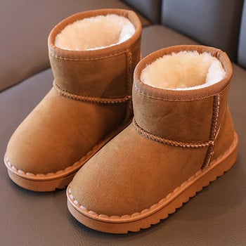 Kruleepo Деца Момичета Момчета Алкантара Кожени къси ботуши Бебешки Детски ботуши за сняг Есен Зима Плюшени топли ежедневни неплъзгащи се обувки