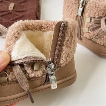 2023 Нови зимни бебешки ботуши Топли плюшени гумени подметки Детски памучни обувки Детски ботуши Модни ботуши за малки момчета и момичета