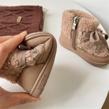 2023 Нови зимни бебешки ботуши Топли плюшени гумени подметки Детски памучни обувки Детски ботуши Модни ботуши за малки момчета и момичета