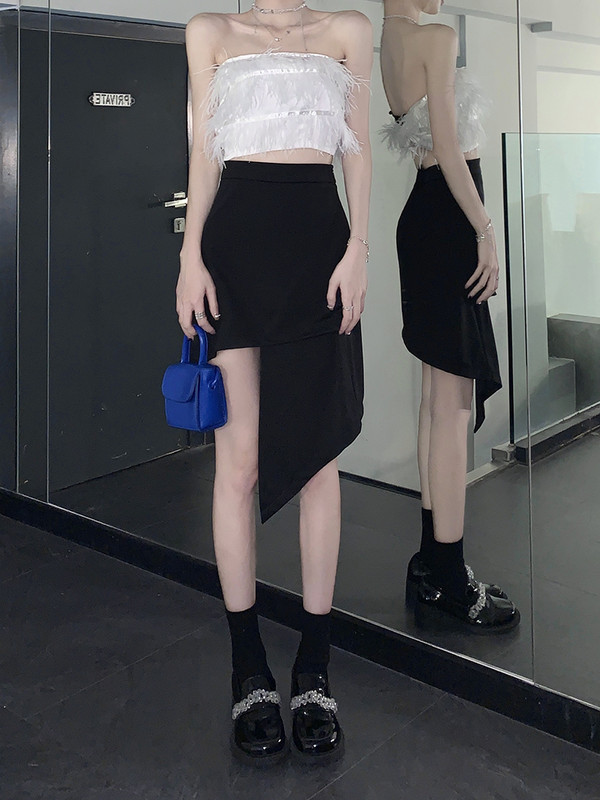 Nepravilne mini suknje Ženske kratke hlače visokog struka s patentnim zatvaračem Korejska vintage crna seksi ulična odjeća Y2K hip pop dizajnerska uska klupska odjeća