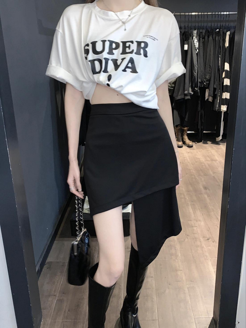 Nepravilne mini suknje Ženske kratke hlače visokog struka s patentnim zatvaračem Korejska vintage crna seksi ulična odjeća Y2K hip pop dizajnerska uska klupska odjeća