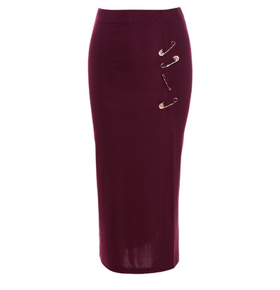 Tonngirls High Street Style Pin Fusta decorativă subțire Jumătate cu talie înaltă Fusta sexy cu șold despicat pentru femei Streetwear Fuste pentru doamne