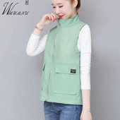 Vestă de vară subțire cu guler pentru femei, culoare caramelă, supradimensionată, 5xl, largi, fără mâneci, cu fermoar, vestă ușoară, căptușită, casual