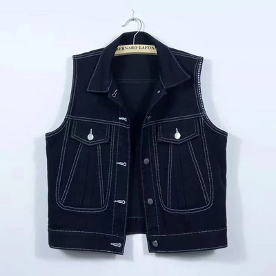 Ležerni patchwork kratki traper prsluk Žene Proljeće Ljeto Isprani na rever Plave jakne bez rukava Jean Ukrasni uzorak Kauboj Chalecos