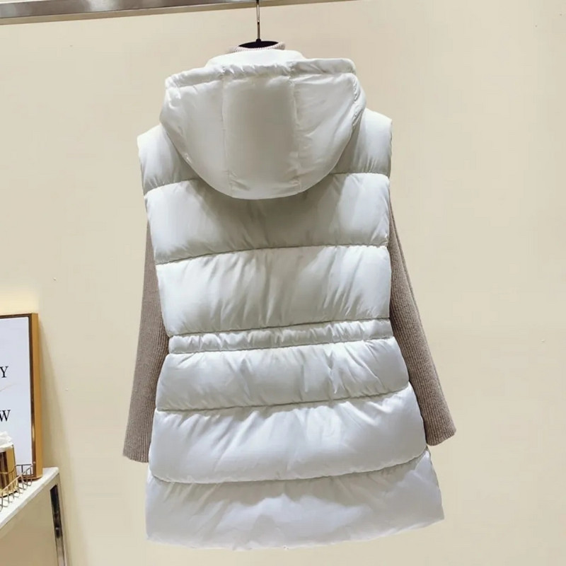 Veste casual cu glugă, cu talie subțire, pentru femei, supradimensionate, 4xl, fără mâneci, jachete din bumbac, toamnă, cu șnur, veste calde ultraușoare