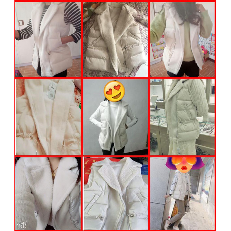 Dizainas Patchwork Lambwool Liner Liemenė Moteriška Korėjietiška Madinga Lieknas juosmuo Šiltas Medvilninis Chalecos Žieminis kostiumas Apykaklė Striukė be rankovių