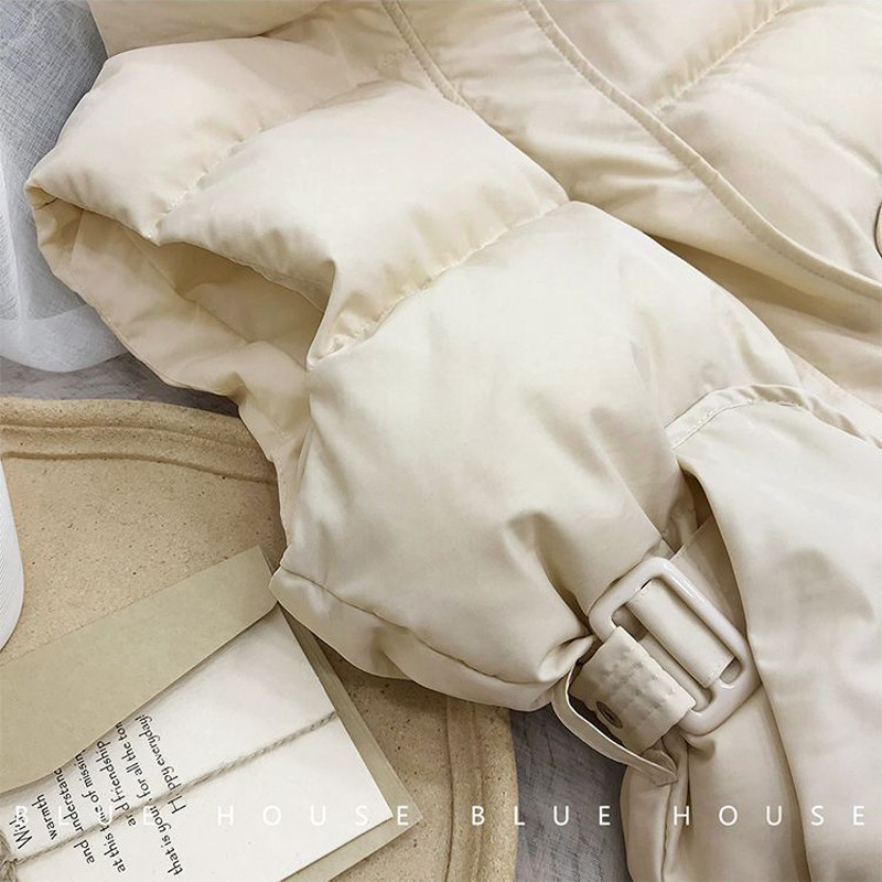 Korejski modni pamučni prsluk uskog struka Zimske tople kratke jakne bez rukava Ženske ležerne parke sa samostojećim ovratnikom Jesenske podstavljene majice