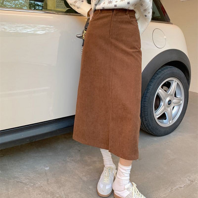 Fuste Midi Femei velur Epocă Temperat neregulat Fără în față Estetică Damă Talie înaltă Feminino Faldas All-match Ulzzang Nou