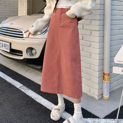 Fuste Midi Femei velur Epocă Temperat neregulat Fără în față Estetică Damă Talie înaltă Feminino Faldas All-match Ulzzang Nou