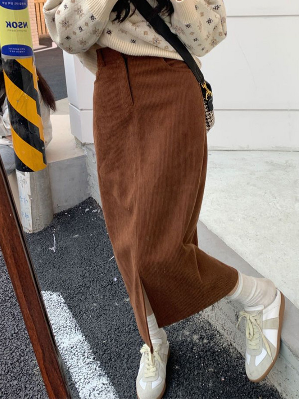 Fuste Midi Femei velur Epocă Temperat neregulat Fără în față Estetică Damă Talie înaltă Feminino Faldas All-match Ulzzang Nou