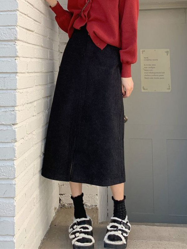 Fuste Midi Femei velur Epocă Temperat neregulat Fără în față Estetică Damă Talie înaltă Feminino Faldas All-match Ulzzang Nou
