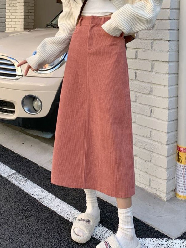 Fuste Midi Femei velur Epocă Temperat neregulat Fără în față Estetică Damă Talie înaltă Feminino Faldas All-match Ulzzang Nou