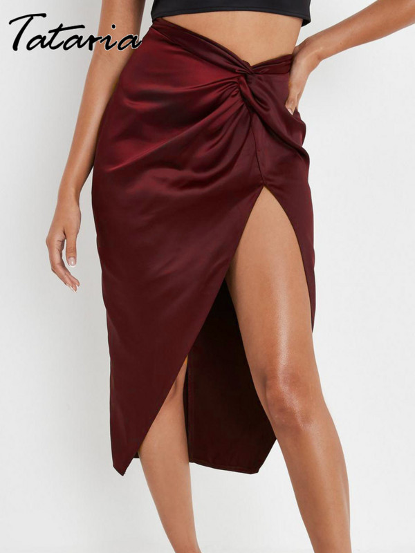 Fusta de vară pentru femei, cu fantă laterală, Sexy High Streets, fuste fluturate, cu talie înaltă, pentru femei, fuste strânse, verzi, pentru femei.