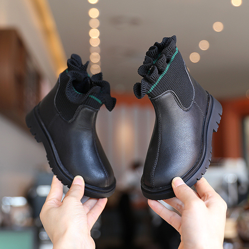 Vaikiški trumpi batai mergaičių batai rudens žiemos šilti megzti vaikiški batai princesė, gėlė, mažylė, batai vaikams, sniego batai