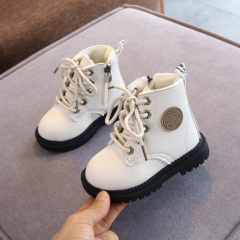 2023 Βρετανική Άνοιξη Φθινόπωρο Χειμώνας Παιδικές μπότες για αγόρια για κορίτσια Δερμάτινες μπότες βελούδινες αδιάβροχες αντιολισθητικές ζεστές παιδικές μπότες παπούτσια