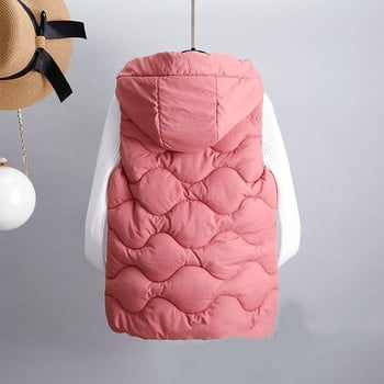 Candy Colors Γυναικείο βαμβακερό γιλέκο με κουκούλα 2022 Φθινόπωρο Χειμώνας Cropped Ζεστό γιλέκο Casual Αμάνικο σακάκι κοντά παλτό