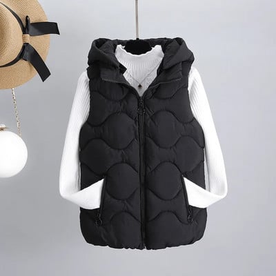 Dámska bavlnená vesta s kapucňou Candy Colors 2022, skrátená teplá vesta, ležérna bunda bez rukávov na zips, krátke kabáty