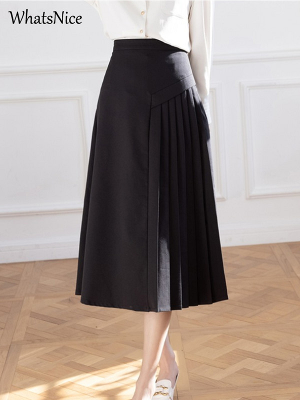 Nove korejske modne ženske suknje Ženska ležerna patchwork plisirana suknja Ženska OL uredska ženska radna odjeća Crna suknja Dropshipping