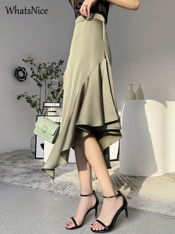 Noua moda coreeana fuste neregulate pentru femei, ocazional, sexy, pentru femei, birou, doamnelor, haine de lucru, fusta satin cu coada de pește, dropshipping