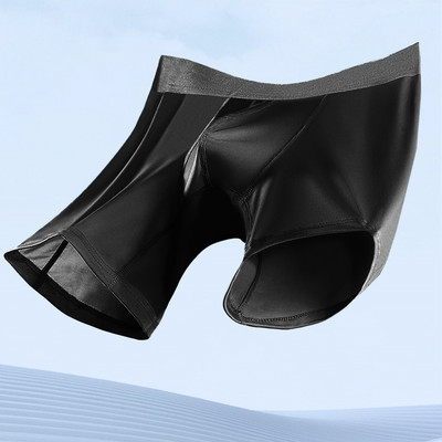 Slip boxer din mătase de gheață Slip boxer lung pentru bărbați Chiloți sport Chiloți respirabili pentru bărbați Lenjerie de corp lungă fără sudură Lenjerie de corp pentru bărbați