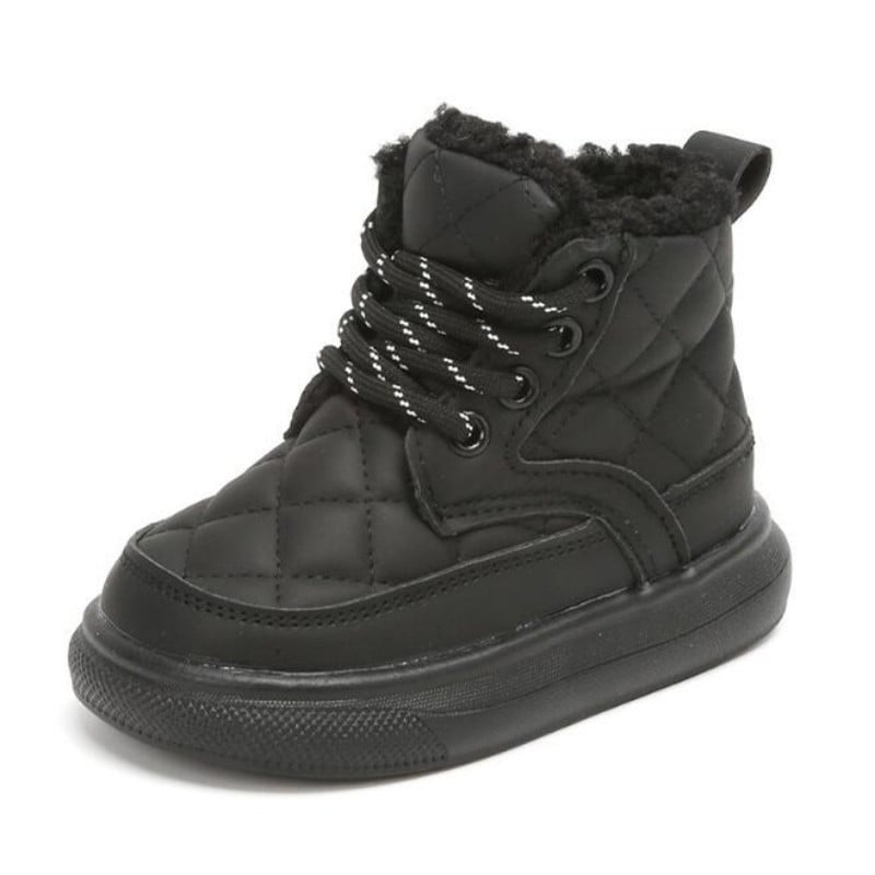 2023 Trend Fashion Winter Boots Martin pentru fete în carouri din piele PU Cizme de zăpadă groase și calde din pluș pantofi casual pentru copii