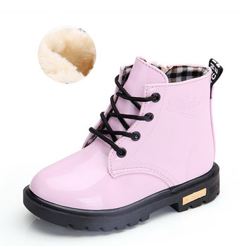 2023 Νέες χειμερινές παιδικές μπότες PU Δερμάτινα αδιάβροχα παπούτσια Παιδικά μποτάκια για το χιόνι Μάρκα κορίτσια αγόρια Μπότες από καουτσούκ Μόδα αθλητικά παπούτσια