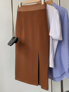 Bugilaku Jesen Zima Vintage suknje Ženske visoke struke Jednobojne Jednostavne Split Jupe Femme Uredska ženska moda Faldas Mujer