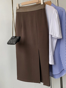 Bugilaku Jesen Zima Vintage suknje Ženske visoke struke Jednobojne Jednostavne Split Jupe Femme Uredska ženska moda Faldas Mujer