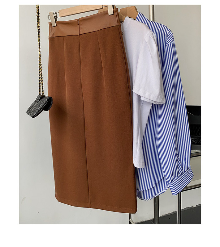 Bugilaku Jesen Zima Vintage suknje Ženske visoke struke Jednobojne Jednostavne Split Jupe Femme Uredska ženska moda Faldas Mujer