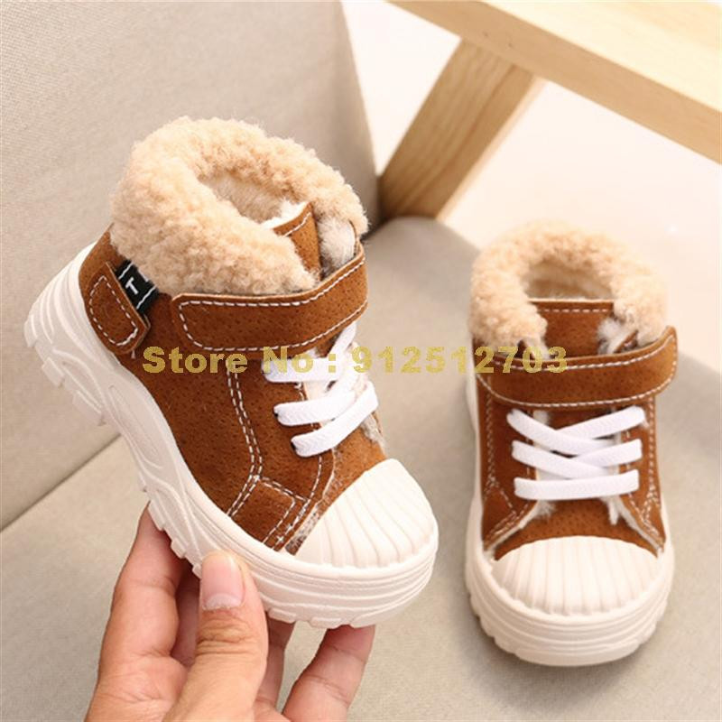 Copii Ghete Călduțe Iarna Noi Băieți Plus Îngroșați Pantofi Bumbac Catifea Fete Cizme scurte impermeabile Cizme din bumbac pentru bebeluși