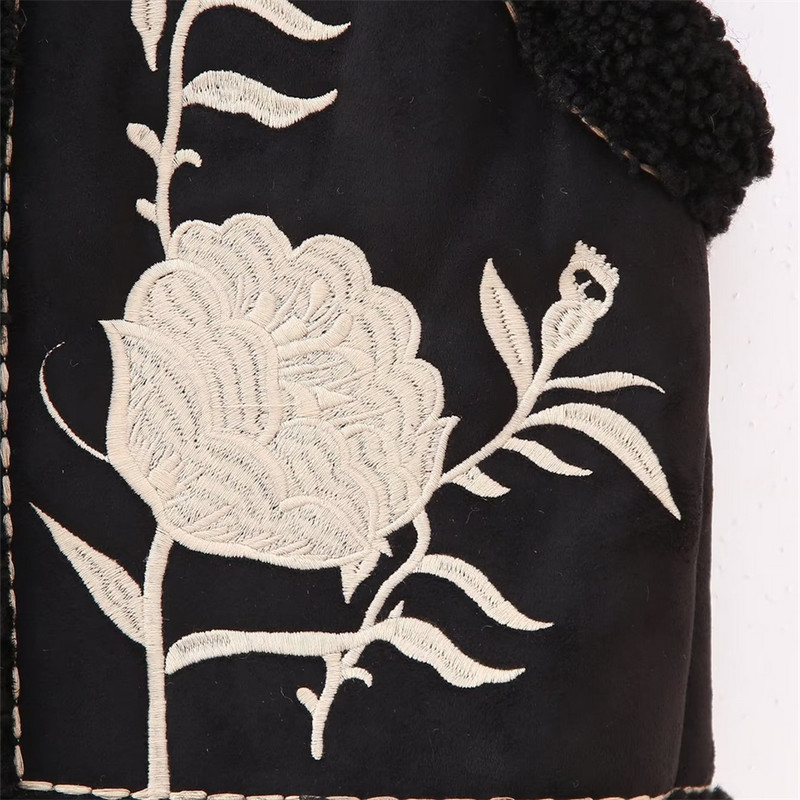 UNIZERA2023 Vestă de iarnă pentru femei, ocazională, fără mâneci, deschisă în față, cu fleece periat și maiou brodat cu umeri caldi