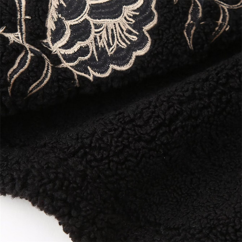 UNIZERA2023 Vestă de iarnă pentru femei, ocazională, fără mâneci, deschisă în față, cu fleece periat și maiou brodat cu umeri caldi