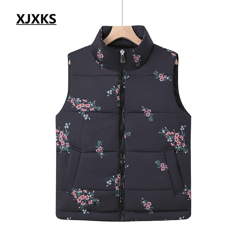 XJXKS 2023. Jesen Zima Novi visokokvalitetni ženski kardigan bez rukava s patentnim zatvaračem Labavi prekomjerni modni print