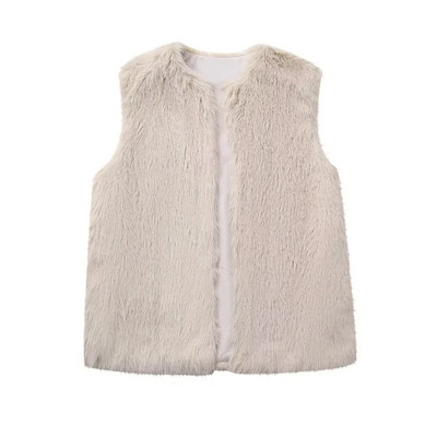 TRAF Vestă lungă albă pentru femei 2023, toamnă iarnă, veste de pluș, largi, calde, veste fără mâneci, haine.