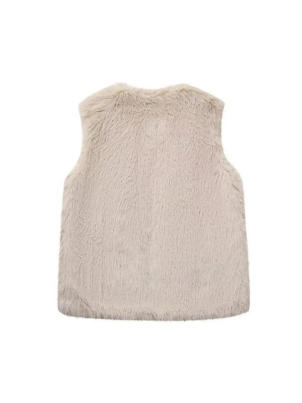 TRAF Vestă lungă albă pentru femei 2023, toamnă iarnă, veste de pluș, largi, calde, veste fără mâneci, haine.