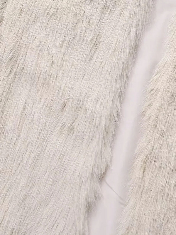 TRAF Vestă lungă albă pentru femei 2023, toamnă iarnă, veste de pluș, largi, calde, veste fără mâneci, haine.