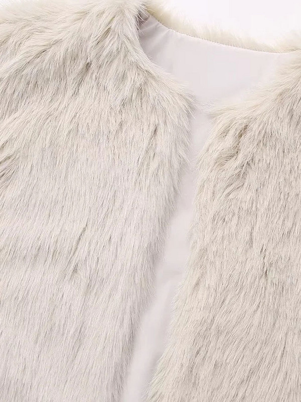 TRAF Vestă lungă albă pentru femei 2023, toamnă iarnă, veste de pluș, largi, calde, veste fără mâneci, haine.