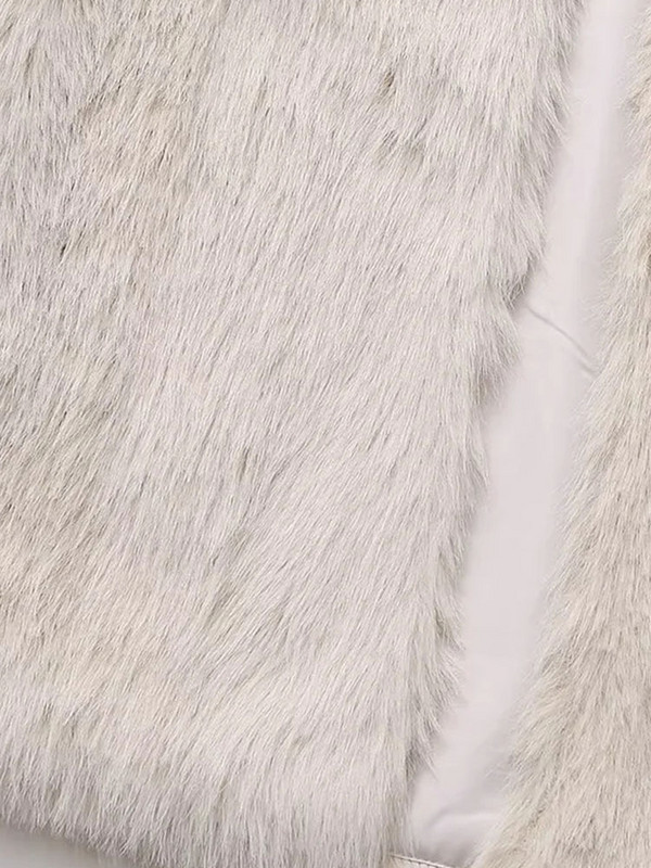 TRAF Vestă lungă albă pentru femei 2023, toamnă iarnă, veste de pluș, largi, calde, veste fără mâneci, haine.